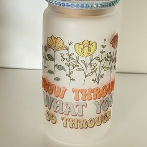 Inspiration 16oz Frosted Glass Tumbler with Matching Lid
